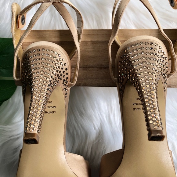 Lord & Taylor Rhinestoned Satin Ankle Strap Heels - Picture 5 of 10